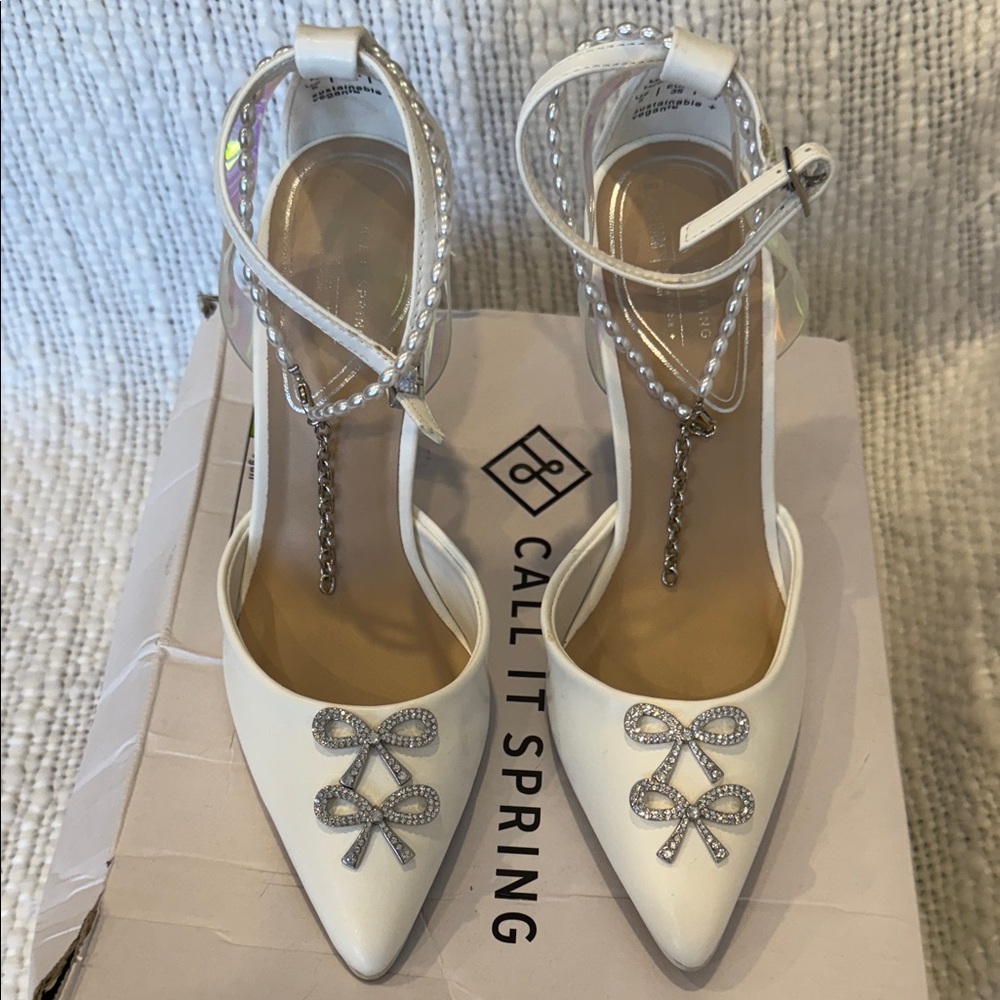 Call It Spring White Valentina Sparkling Embellished Heels